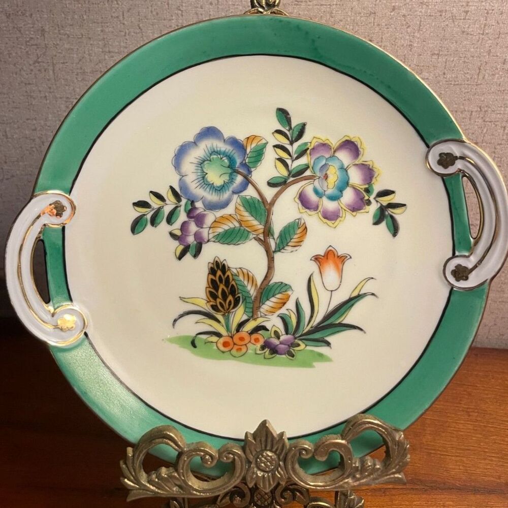 Vintage Noritake hand-painted Art Deco lusterware plate